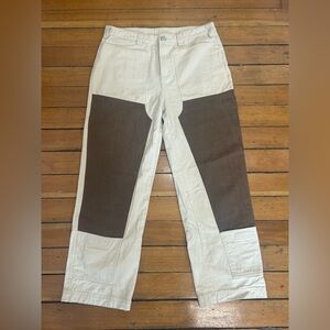 Liquid Lagoon Pants Mens 30x32 Double Knee Tan Brown Skater Color Block Y2K